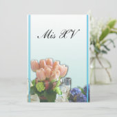 スペインのなパステル調の青のキンセアニェラの招待状 招待状 (スタンド正面)