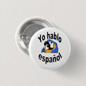 スペインのなボタン-オウムは言います"Yo hablo español "を 缶バッジ (正面&裏面)