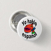 スペインのなボタン-魚は言います"Yo hablo español "を 缶バッジ (正面&裏面)