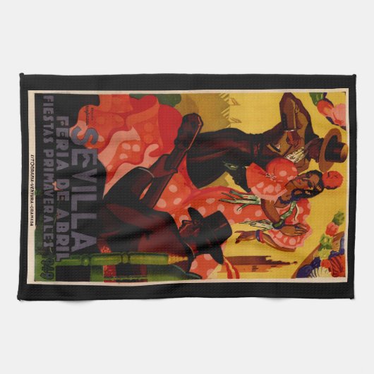 スペインのなヴィンテージのフラメンコのダンサー キッチンタオル (横)