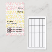 スペインのな個人教師のアポイントメントの名刺 予約カード (正面/裏面)