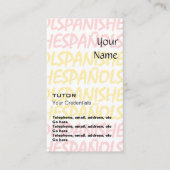 スペインのな個人教師のアポイントメントの名刺 予約カード (正面)