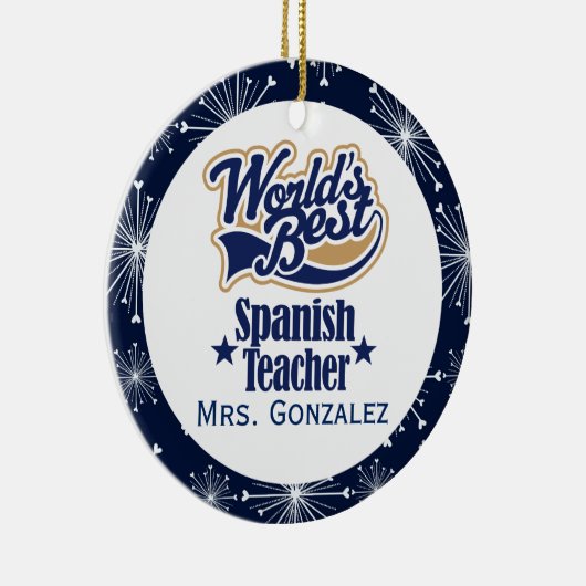 スペインのな先生のパーソナライズなギフトのオーナメント セラミックオーナメント (右)