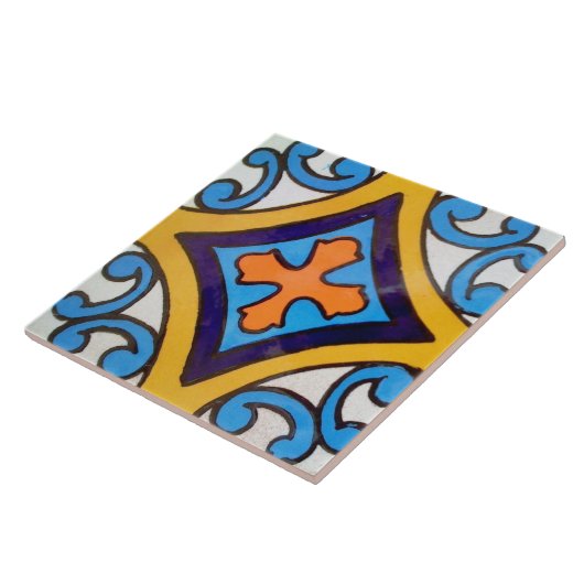 スペインのな十字のデザインの陶磁器の写真のタイル タイル (側面)