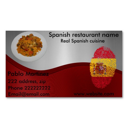 スペインのな料理 マグネット名刺 (正面)