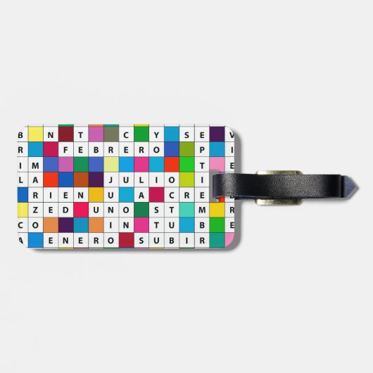 スペインのな月のクロスワードパズルのデザインの荷物のラベル ラゲッジタグ (裏面横)