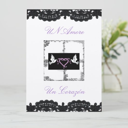 スペインのな結婚式招待状"鳩およびリボン" 招待状 (スタンド正面)