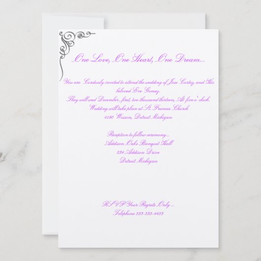 スペインのな結婚式招待状"鳩およびリボン" 招待状 (裏面)