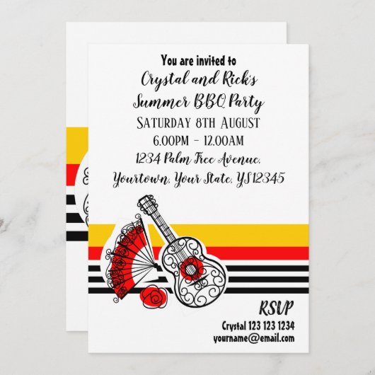 スペインのな記念品のクラシックのストライプの前部文字 招待状 (正面/裏面)