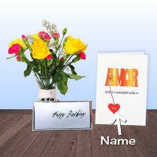 スペインのな誕生日のパーソナライズな名前AMOR カード
