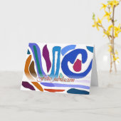 スペインのな退職の青いオレンジ抽象美術カード カード (黄色い花)