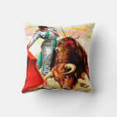 スペインのな闘牛ポスターヴィンテージの郵便はがきの芸術 クッション (裏面)