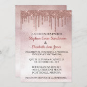 スペインのの結婚バラ金ゴールドグリッタードリップス 招待状 (正面/裏面)