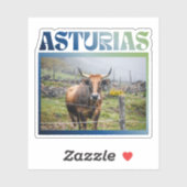 スペインのアストゥリアス 牛 写真 旅行 シール (シート)