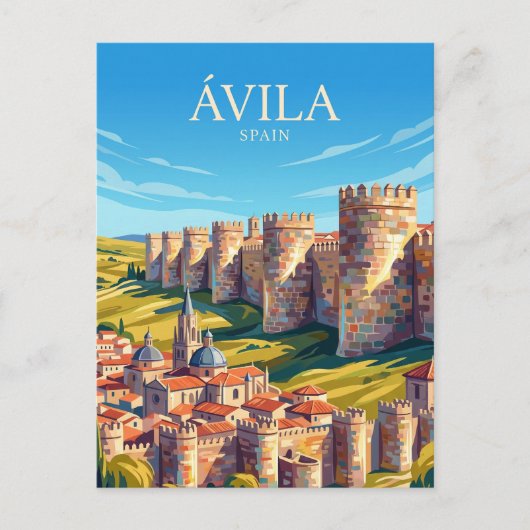 スペインのアビラの城壁 ポストカード (正面)