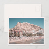 スペインのアリカンテのビーチタウンのスペイン風の城の写真 ポストカード (正面/裏面)