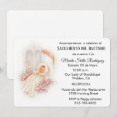 スペインのアンティーク ベビー カトリック フラワー 聖書 招待状 (正面/裏面)