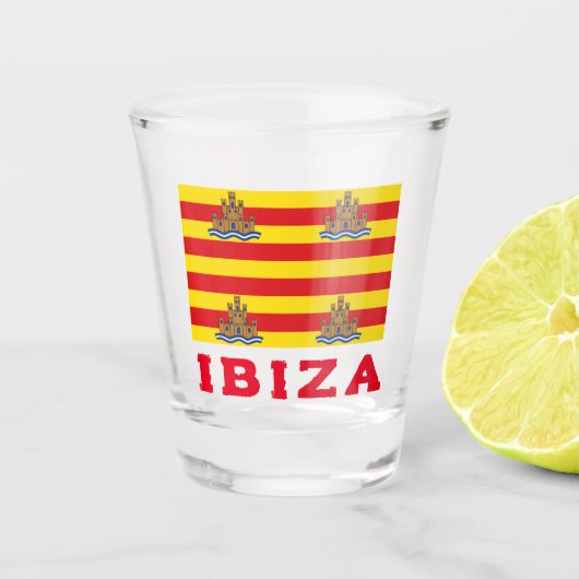 スペインのイビサ国旗 ショットグラス (正面)