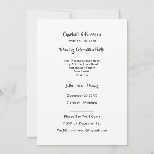 スペインのウェディングレセプショ結婚したン後パーティー 招待状 (裏面)