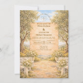 スペインのオリーブ畑の結婚式 招待状 (正面)