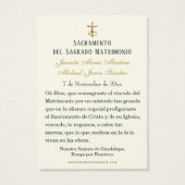 スペインのカトリック教 Guadalupe 結婚式の聖なるカード (裏面)