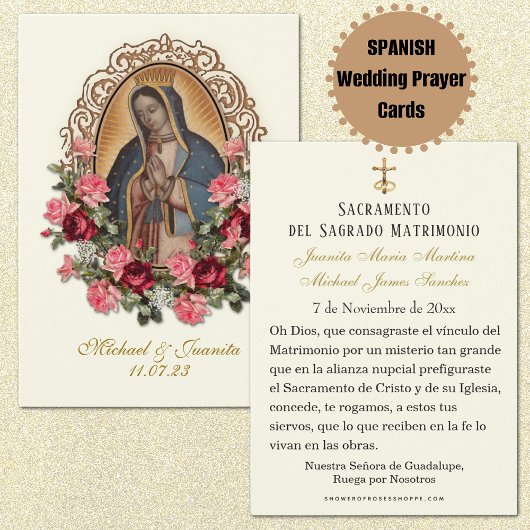 スペインのカトリック教 Guadalupe 結婚式の聖なるカード