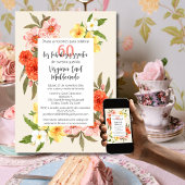 スペインのカラフル花模様ホワイトフレーム60誕生日 招待状