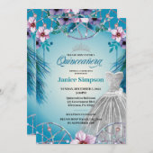 スペインのキンセアニェラの羽のドリームキャッチャー ピンク 招待状 (正面/裏面)