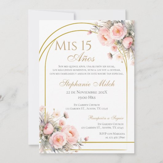 スペインのキンセアニェラフローラ招待状 招待状 (正面)