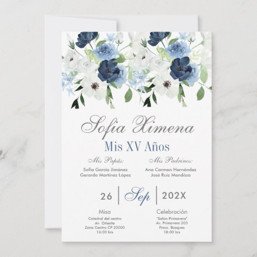 スペインのキンセアニェラ海軍フローラ 招待状 (正面)