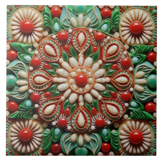 スペインのクリスマススター手絵を描兵馬俑 タイル (正面)