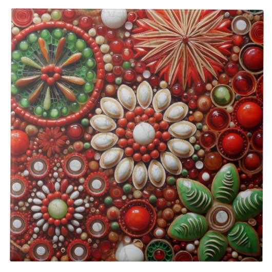 スペインのクリスマススター手絵を描兵馬俑 タイル (正面)