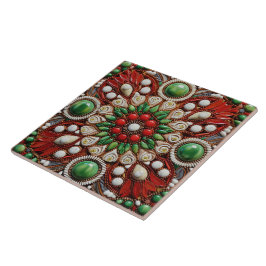 スペインのクリスマススター絵を描ハンドテラコッタNo 2 タイル