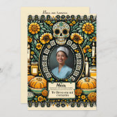 スペインのグアダルペの聖母の祈りのドクロ招待状 招待状 (正面/裏面)