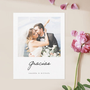 スペインのグラシエレガントスモダン写真結婚の サンキューカード