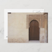 スペインのグラナダにあるアルハンブラ宮殿の戸口 ポストカード (正面/裏面)