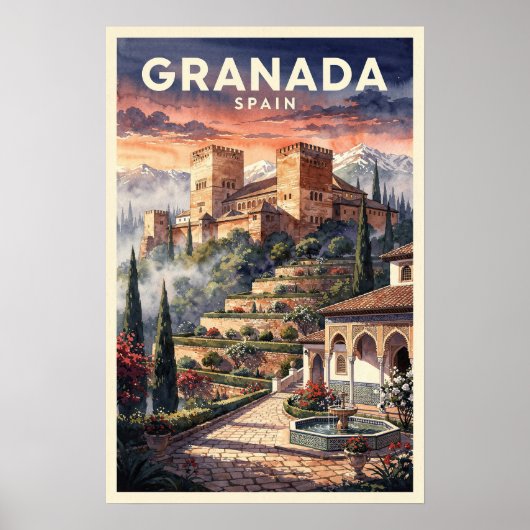 スペインのグラナダ ビンテージ旅行 ポスター (正面)