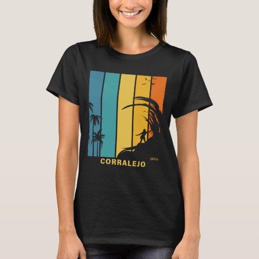 スペインのコラレホのサーフィンビーチ Tシャツ (正面)