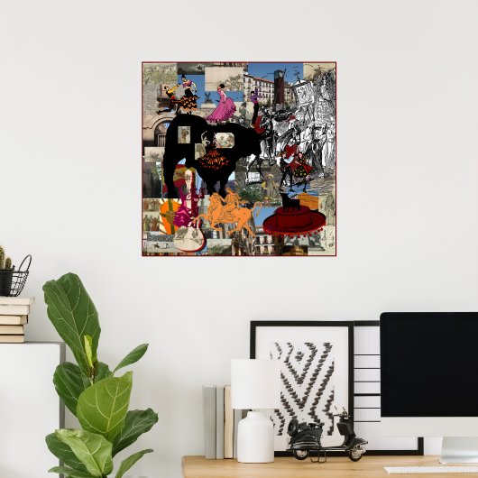 スペインのコラージュスペインのカルチャーの贈り物 ポスター (ホームオフィス)