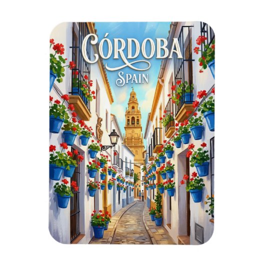 スペインのコルドバ 花の路地 マグネット (縦)