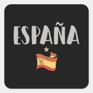 スペインのサッカー・サッカーのファンシャツ国旗 スクエアシール