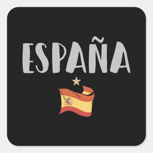 スペインのサッカー・サッカーのファンシャツ国旗 スクエアシール (正面)