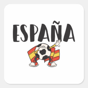 スペインのサッカー・サッカーのファンシャツ国旗 スクエアシール