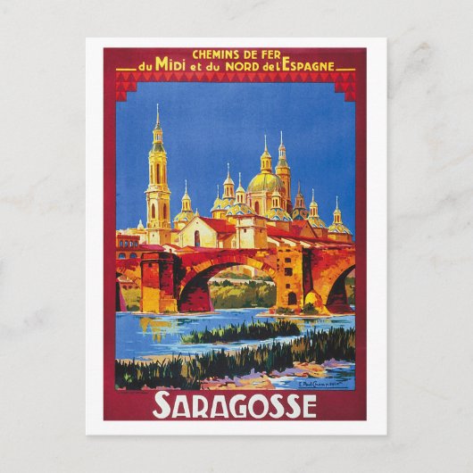 スペインのサラゴサ市、ヴィンテージな旅行の絵葉書 ポストカード (正面)