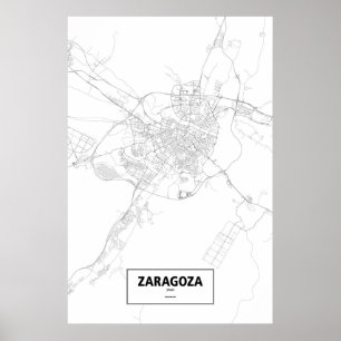 スペインのサラゴサ(白地に黒) ポスター