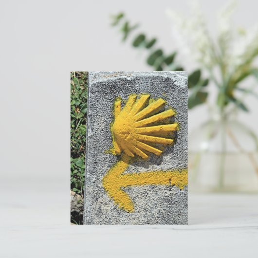 スペインのサンティアゴ・デ・コンポステラの道の貝殻 ポストカード (スタンド正面)