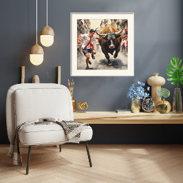 スペインのサン・フェルミン・パレードプリント ポスター