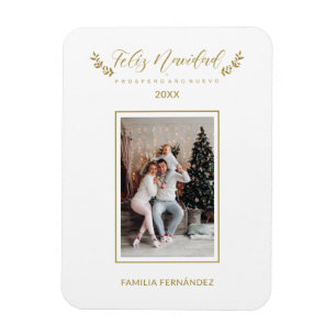 スペインのシンプルエレガントChic Christmas Photo Family マグネット