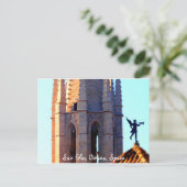 スペインのジローナ、サン・フェリウ大聖堂の屋根 ポストカード (スタンド正面)