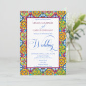 スペインのスタイルの装飾タイル結婚カトリック 招待状 (スタンド正面)